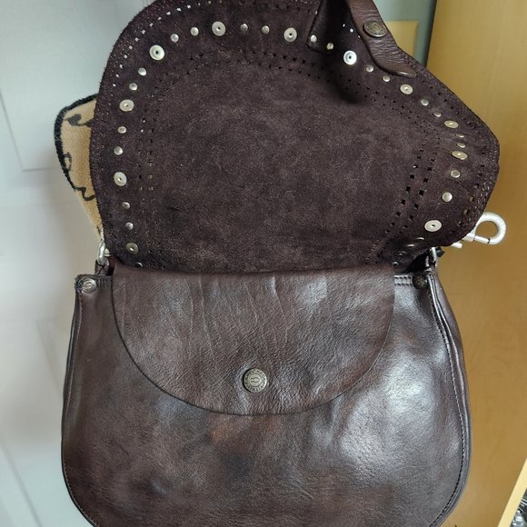 NWT Campomaggi Studded Saddle Shoulder Bag Roomy Brown - Picture 7 of 7